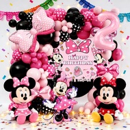 84pcs Disney Minnie Mickey Mouse Theme Candy Pink Balloon Garland Arch Kit with Minnie Foil Balloon 