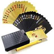 2 Decks Waterproof Playing Cards Poker Cards Plastic Playing Cards Black Gold Playing Deck of Cards