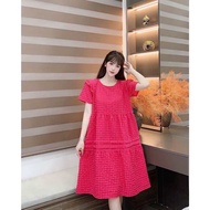 Váy bầu cộc tay thiết kế caro sang chảnh M05