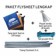 TENDA Complete Flysheet Package 3x4 m Tarp tent Flysheet/ - 2 m Tarp Pole - 10 m Prusik Rope - tent 