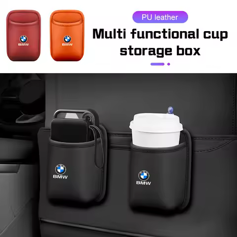 Leather Car Cup HolderFor BMW X1 X2X3 X5X6 X7 1 3 5 6 7 Series E46 E60 E90 E70 F15 G20 G30 G70 Seat 