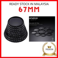 [ Local Ready Stock ] Andoer 67mm ND Fader Neutral Density Adjustable ND2 to ND400 Variable Filter f