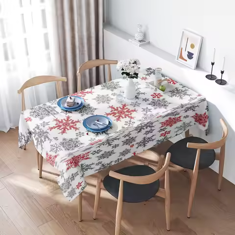 Snowflake Tablecloth Modern Christmas Table Linens Festive Table Cover for Home Decor Set Includes 1