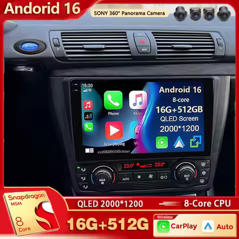 Android 16 For BMW 1-Series E88 E82 E81 E87 2004 - 2011 2K QLED Android Car Radio Multimedia Video P