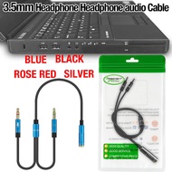 3.5mm Headphone Headphone Audio Cable Microphone Y Splitter Adapter 1 Female to 2 Male Cable 3.5mm