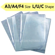 6pcs Super Thick Waterproof Clear A3/A4/F4 Soft File Holder L/U/C Shape Soft File, Thickness 0.18mm 