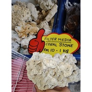 Batu Karang / Coral Stone Aquascape, Filter Media for Aquarium & Pond (1 KG) Local Sabah
