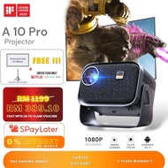 A10 Pro[360°Adjustable] Stand Portable LED Projector, Electric Focus Projector 1080P FHD, Outdoor Pr