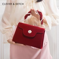 Clever&amp;Ketch紅色包包女結婚禮物2023新款單肩斜挎新娘包復古婚包