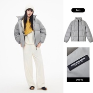 gxg.jeans | แจ็คเก็ตหนังเทียมสีดำแบบหลวมปกตั้งสั้น