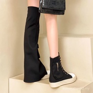 Influencer Cute Pleated Canvas Knight Boots