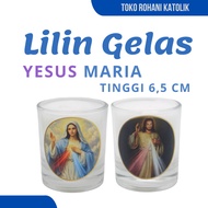LILIN 6 CM PRAYER GLASS CANDLE (YES) – LONG LIGHT UP ±20 HOURS, THICK, STURDY GLASS SPIRITUAL CANDLE
