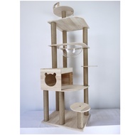 [5%OFF] Solid Oak Wood 176cm Height (69.3 inch) 7 Layers Cat Tree Cat House Cat Condo Bed Scratcher 