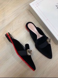 Alexander McQueen 絲絨黑色拖鞋 碼數36 365 37 375