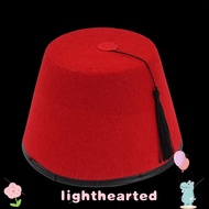 LIGHTHEARTED Fez Cap, Round Red Color Tarboosh Fez Hat, Traditional Breathable Felt Moroccan Hat Uni