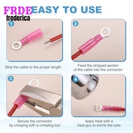 [FRDE] 100pcs #10 Red Heat Shrink Ring Connectors, Tin-Plated for 22-16 AWG Wires