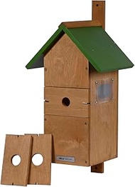 dobar Large Wooden Nesting Box Pointed Roof - Nesting Aid with Interchangeable Entrance Holes - Nest