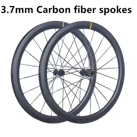 700C 3.7mm Carbon Spokes Wheels Road Carbon fibre Wheelset Carbon Rim Tubeless Road Disc Brake Wheel