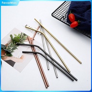 FavorMax 1pcs Metal Resusable Easy Clean Colorful 304 Stainless Steel Straw Drinking Straws beverage/coffee/water straws for bar and party 8colors