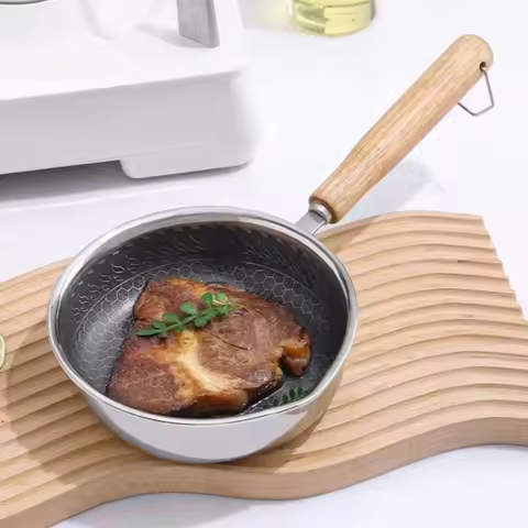 Portable Stainless Steel Non-Stick Pan Uncoated Frying Non-stick Pan Omelette Non-stick Surface Fryi