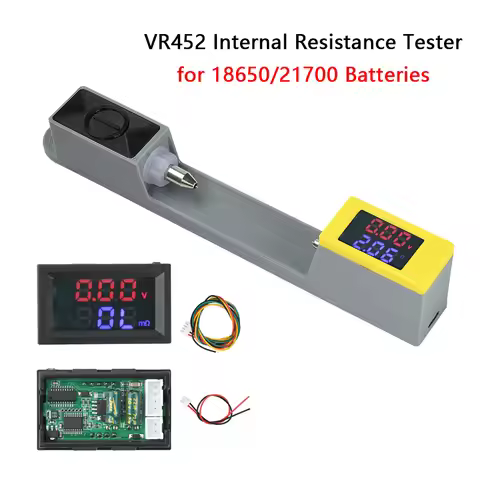 VR452 Internal Resistance Tester for 18650/21700 Battery 0.56 inch Dual Digital Display Battery Volt
