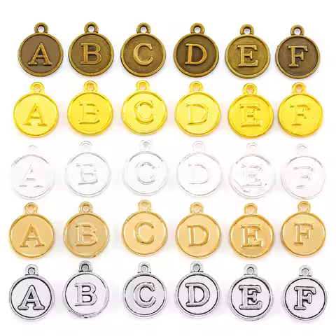10 pcs 6 Colors Metal Alloy Alphabet A-Z Letters Charms for earring Pendants Diy Jewelry Accessories