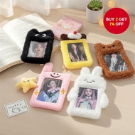 Ins Korean Cartoon Plush Card Wallet with Keychain Campus Card Holder Idol Photocard Protective Slee