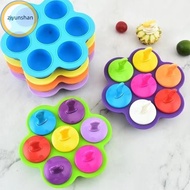ziyunshan 7 Hole Colorful Popsicle Silicone Mold Food Grade Silicone Ice Ball Mold Baby Fruit Shake Ice Cream Making Tools Ice Cream Maker sg
