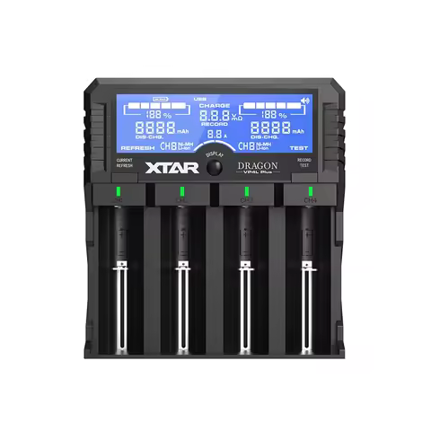 XTAR Dragon VP4L PLUS 3.6/3.7V Li-ion 1.2V NiMH AA AAA & tester 26650 protected 21700 14500 16340 18