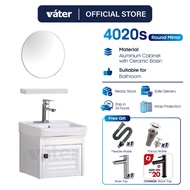 [VATER] 4020s Aluminium Bathroom Cabinet Basin Set Ceramic Sink With Round Mirror Shelf Set White Ca