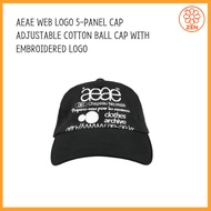 AEAE WEB LOGO 5-PANEL CAP — ADJUSTABLE COTTON BALL CAP WITH EMBROIDERED LOGO