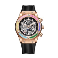 ONOLA ON6841 Fashion New Mens Watch Rainbow Diamond Automatic Mechanical Watch Mens Waterproof Tape