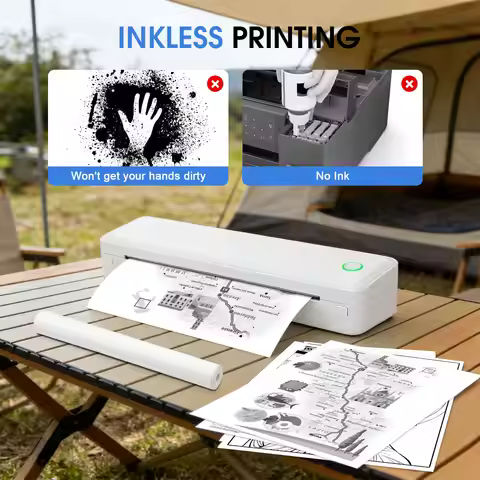 U8 Portable A4 Thermal Printer, Wireless Bluetooth for Digital Nomads, Road Trip & Mobile Office