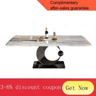 YQ Natural Marble Dining-Table Light Luxury High-End Elegant Home Living Room Dining Table Microlite Simple Jade Dining