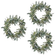 P.K.YO-3 Pcs Spring Flocked Lambs Ear Wreath Set Year Round Everyday Foliage Wreath on Grapevine Bas