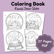 (PDF) coloring book for adult and kids - kawaii snow globe L054