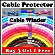 ★ BUY 3 GET 1 FREE  Cable Protector ★ Cable Winder Wire Spiral Cord Velcro Tie ★ iPhone Samsung