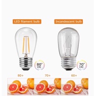 Rohstar E26/E27 1W/2W S14 Vintage Edison Bulb for Indoor Outdoor String Lights Waterproof E27 Base L