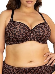 Women's Plus Size Tulip Smooth T-Shirt Bra, Designer Leo Print, 46H