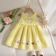 Baby Girl Plaid Dress Summer New Cute Rabbit Children'S Clothing (9 Months -4 Years Old)