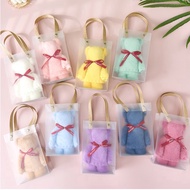 🇸🇬 Cute Bear Towel + PVC Gift Bag Kids Goodie Bag Gifts Children Day Gift Teachers Day Gift Wedding Gift Door Gift