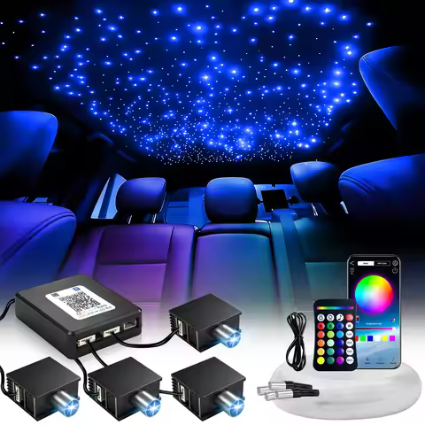 2026 New RGBW 12V 16W 1/2/4 Split Starry Sky Atmosphere Light APP Control Fiber Optic Car Starry Sky