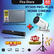 [FREE TRIPOD] HY300 PRO+ PLUS ORI Rumah Pawagam Projektor Kombo Set 4k 5G Audio