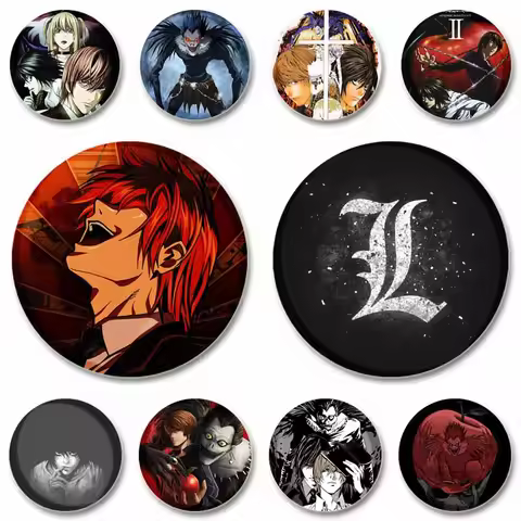 Japanese Anime Death Note Enamel Pins, Round Brooch, L Killer, Yagami Light, Cosplay Badge, Backpack