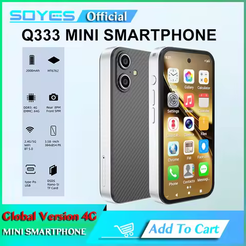 SOYES Q333 MTK6762 8-Core 3.58‘’ Mini Smartphone 4GB RAM 64GB ROM Android 12.0 Network 4G LTE 2000mA