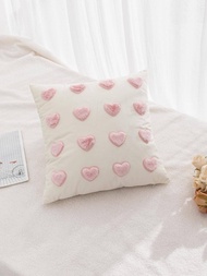 1入組心形刺繡靠墊套無填充物現代滌綸裝飾抱枕套適用於客廳家居裝飾