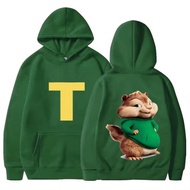 Soft Comfortable Cartoon Hoodie Alvin and The Chipmunks Green Red Navy Blue Long Sleeve Hoody Sweats