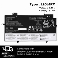 (ส่งฟรี ประกัน 1 ปี) แบตเตอรี่ โน๊ตบุ๊ค Compatible with Lenovo L20L4P71 Battery for IdeaPad 3-14ITL6