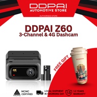 DDPAI Z60 4K GPS UHD Dashcam Front & Rear | 3-Channels Dashcam | 4G Connectiviy Dashcam | Supercapac