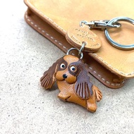 騎士查理王小獵犬 犬 本革鑰匙圈 吊飾 牽繩吊飾 手作 日本製造 VANCA